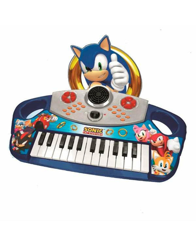 Colorful Sonic electronic toy piano for kids with keys and buttons, designed for children’s musical play and learning.