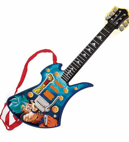 Colorful Dragon Ball electronic guitar toy for kids, featuring vibrant design inspired by Dragon Ball characters, perfect for young musicians.
