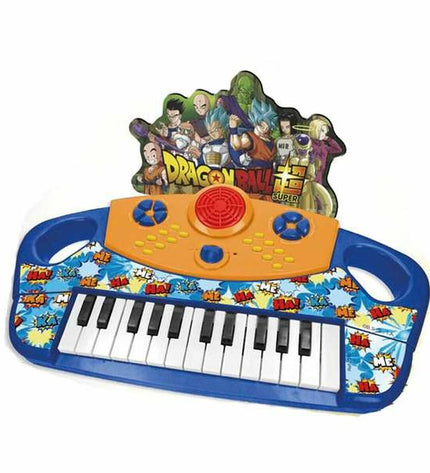 Colorful Dragon Ball electronic toy piano for kids, featuring musical keys and Dragon Ball branding, ideal for children's play and learning.