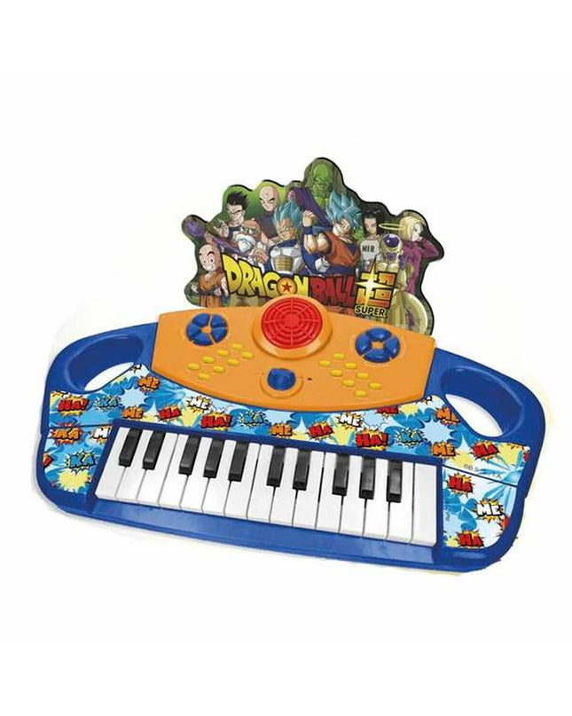 Colorful Dragon Ball electronic toy piano for kids, featuring musical keys and Dragon Ball branding, ideal for children's play and learning.
