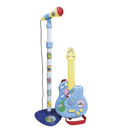 Peppa Pig kinder gitaar and microfoon speelgoed, kleurrijk muziekinstrument voor jonge kinderen, geschikt voor spel en zang.