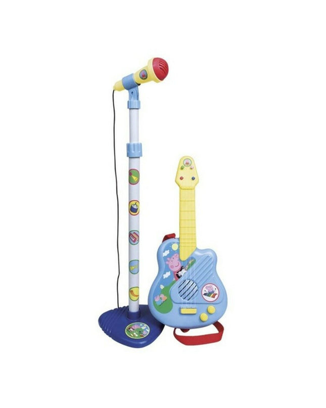 Peppa Pig kinder gitaar and microfoon speelgoed, kleurrijk muziekinstrument voor jonge kinderen, geschikt voor spel en zang.
