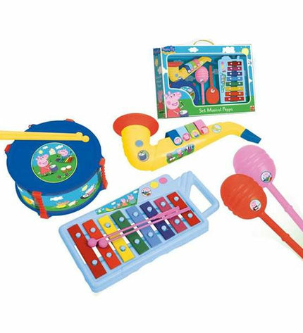 Reig speelgoedmuziekinstrumenten set with 9 colorful parts for children, including drums, tambourines, and shakers.