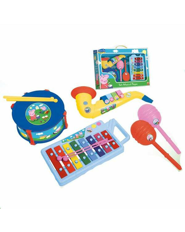 Reig speelgoedmuziekinstrumenten set with 9 colorful parts for children, including drums, tambourines, and shakers.