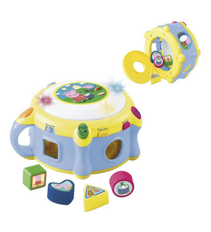 Peppa Pig plastic drum toy from Reig, colorful children's musical instrument with Peppa Pig design, suitable for kids' play and entertainment.