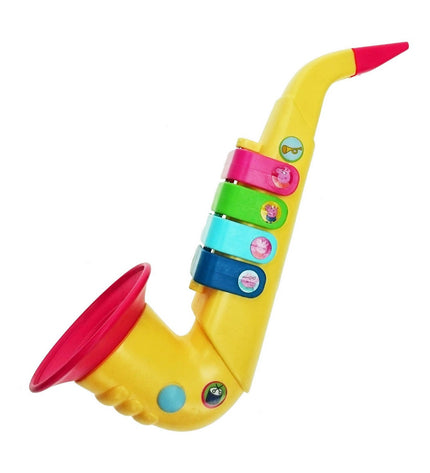 Reig Peppa Pig saxophone toy for children, colorful plastic musical instrument, suitable for kids' play and music learning.