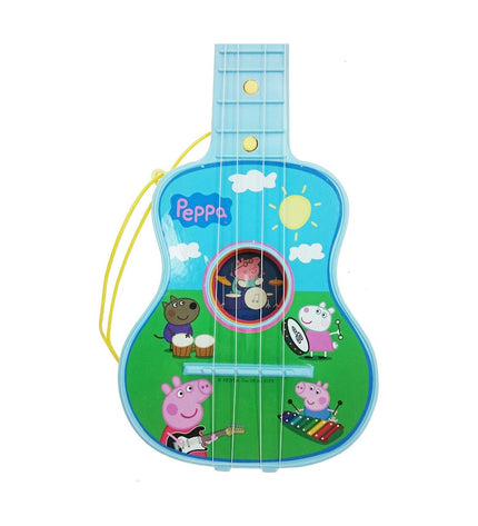 Peppa Pig blue toy guitar for kids, colorful musical instrument from Peppa Pig children's toys and games collection.