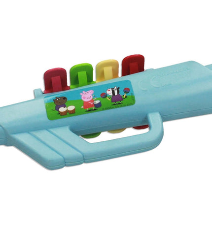 Peppa Pig-themed toy trumpet for children, colorful plastic musical instrument from Peppa Pig brand, designed for kids' play and fun.
