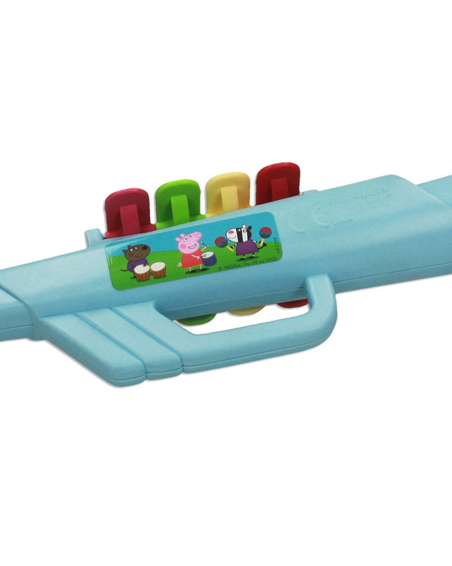 Peppa Pig-themed toy trumpet for children, colorful plastic musical instrument from Peppa Pig brand, designed for kids' play and fun.
