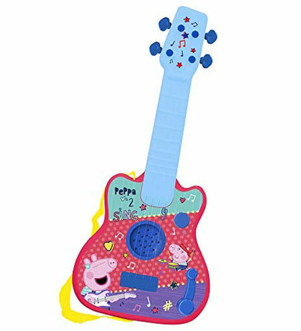 Peppa Pig kindergitaar, speelgoed en muziekinstrument voor kinderen, roze plastic speelgoed met Peppa Pig design