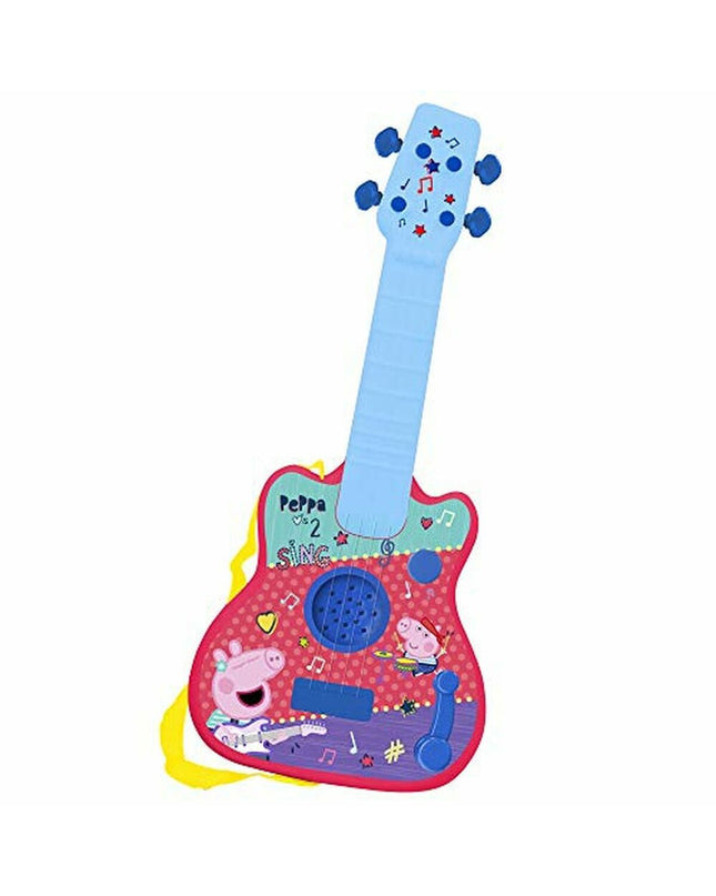 Peppa Pig kindergitaar, speelgoed en muziekinstrument voor kinderen, roze plastic speelgoed met Peppa Pig design