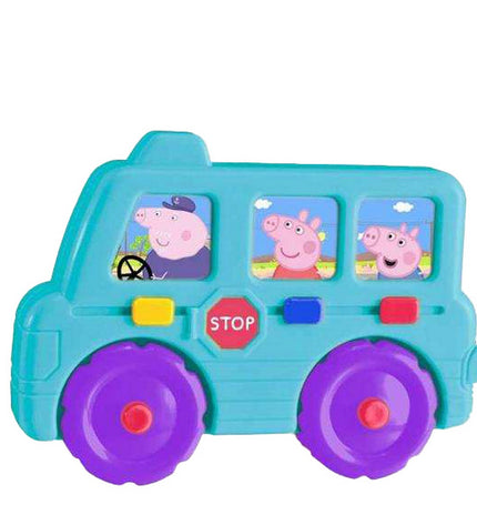Peppa Pig educational baby toy bus for young children, featuring colorful design and Peppa Pig characters.