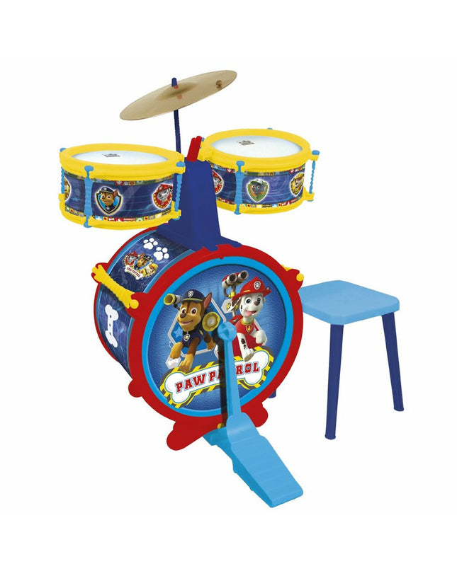 Colorful Paw Patrol plastic drum toy for kids, measuring 55x36x38 cm, featuring Paw Patrol branding and fun musical design.