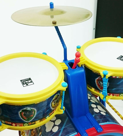 Colorful Paw Patrol plastic drum toy for kids, measuring 55x36x38 cm, featuring bright Paw Patrol characters and playful design