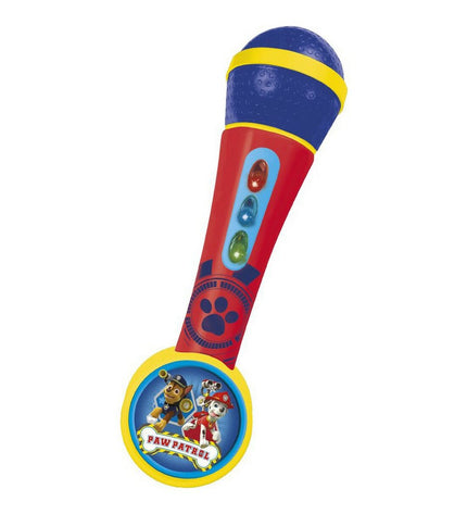 Pink Paw Patrol microphone toy for babies and young children, featuring bright colors and playful Paw Patrol branding.