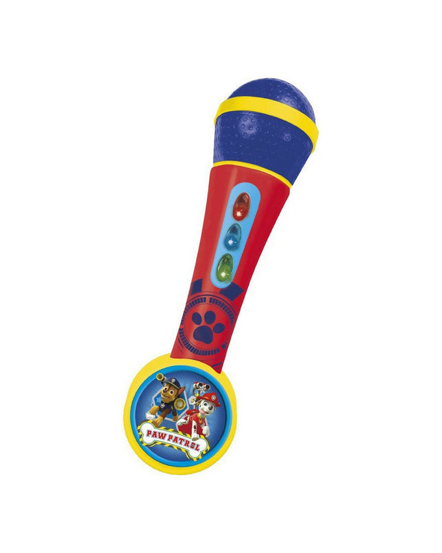 Pink Paw Patrol microphone toy for babies and young children, featuring bright colors and playful Paw Patrol branding.