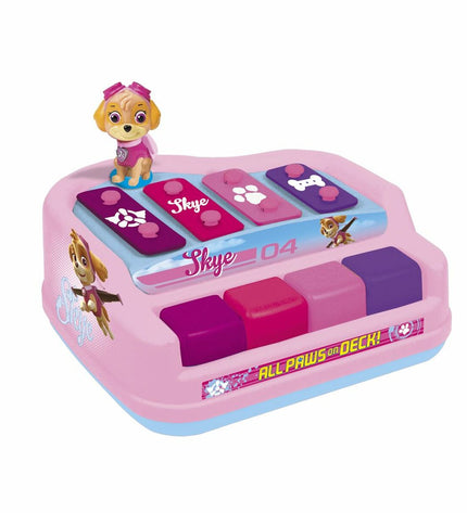 Colorful Paw Patrol plastic xylophone for kids, 20x15x15 cm, featuring character-themed design and musical keys for children’s play.