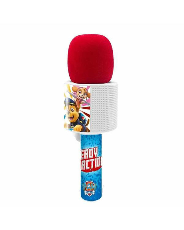 Paw Patrol Bluetooth karaoke microphone for kids, electronic toy with colorful design and playful Paw Patrol branding.