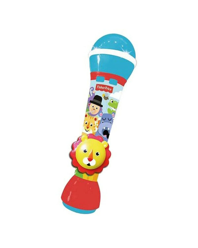 Fisher-Price baby microphone toy for young children, colorful plastic play microphone with playful design and buttons.