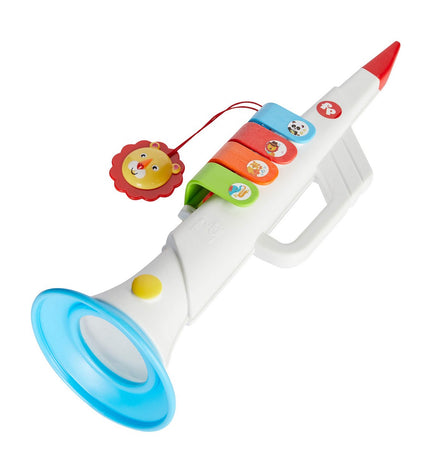 Fisher-Price 30 cm children's toy trumpet, colorful musical instrument for kids, part of Fisher-Price play and music toys collection.