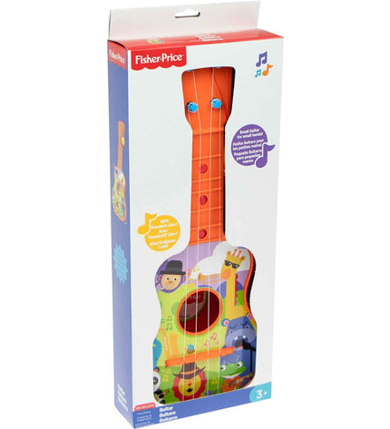 Fisher-Price kinder gitaar with colorful animal illustrations, children's toy musical instrument for young kids.