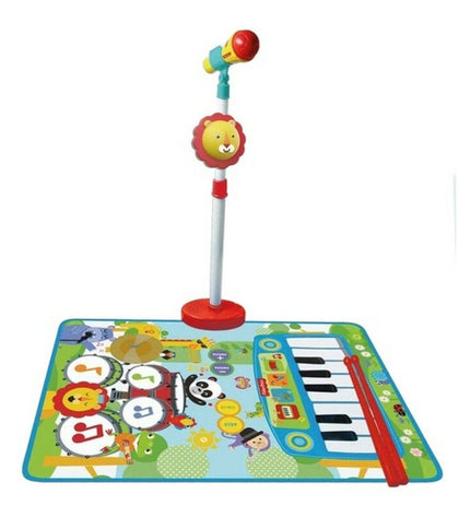 Fisher-Price plastic music set for kids with colorful toy instruments and musical accessories, designed for children's play and learning.