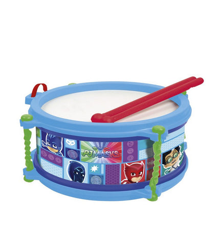 Pink PJ Masks plastic drum toy for children, featuring colorful design and handles, ideal as musical instrument playset.