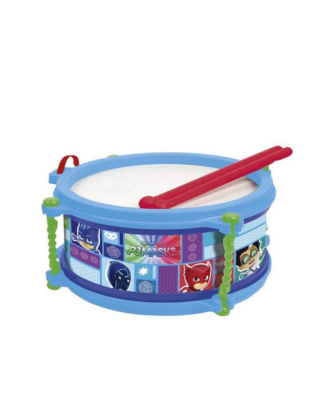 Pink PJ Masks plastic drum toy for children, featuring colorful design and handles, ideal as musical instrument playset.