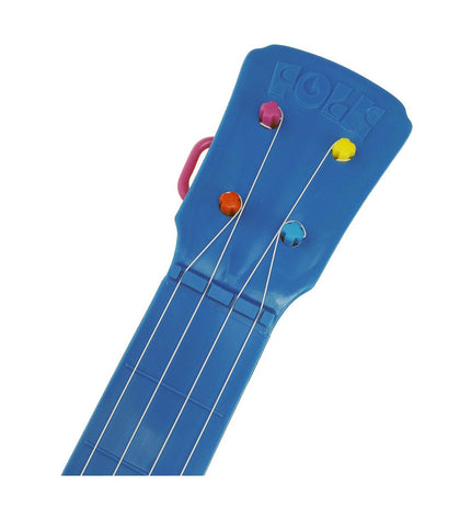 Reig Kindergitaar Reig Party with four blue and white strings, colorful children's musical instrument for play and learning.