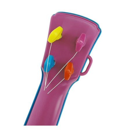 Reig Kindergitaar Reig Party with four blue and white strings, colorful children's musical instrument for play and learning.