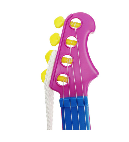 Reig Kindergitaar Reig Party with four colorful strings, blue and purple, designed for children's musical play and fun.
