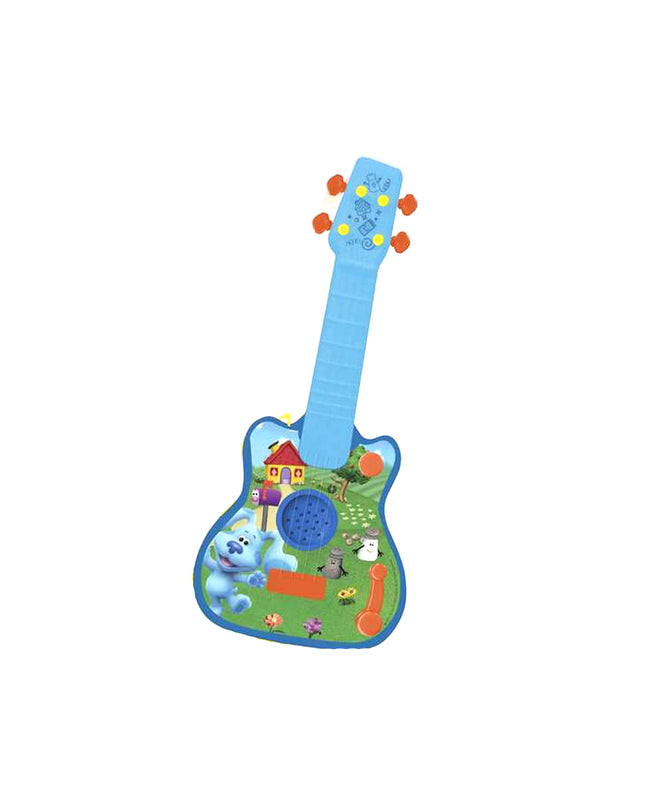 Reig Kindergitaar in blauw, speelgoed muziekinstrument voor kinderen, colorful miniature guitar for young musicians.