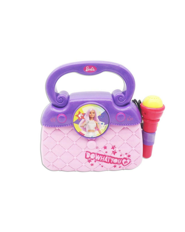 Barbie Karaoke Handtas in purple, electronic toy from Barbie's speelgoed en games collection, featuring playful design and vibrant color.