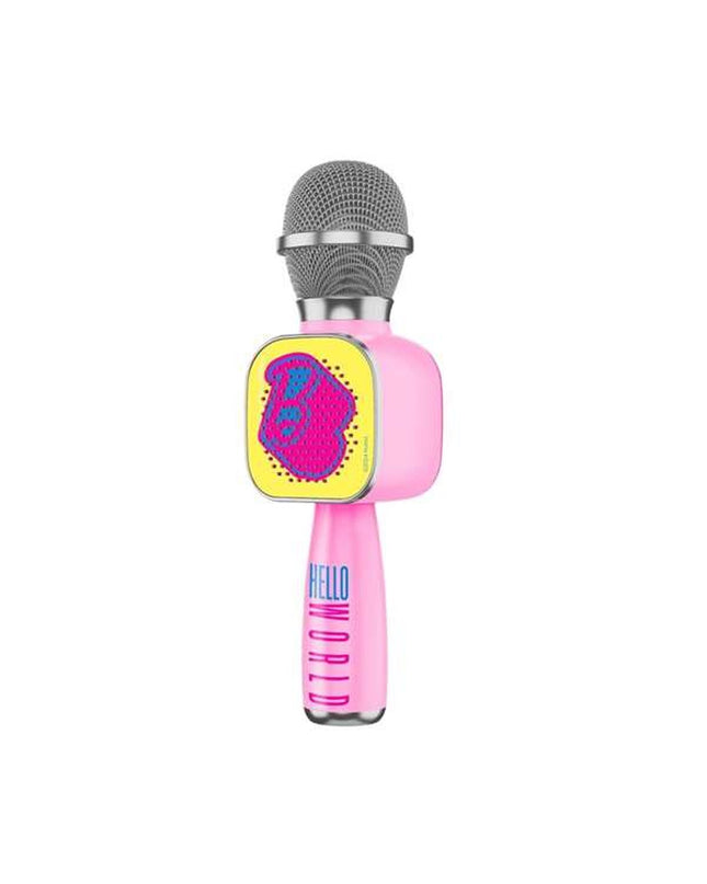 Barbie karaoke microphone toy for kids, electronic toy with colorful design, perfect for singing and playtime fun.