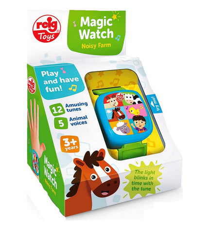 Reig interactive farm animal clock toy for children, colorful baby educational toy with farm animal figures and clock features.