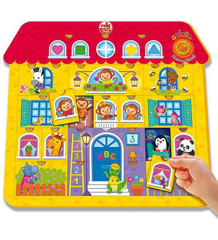 Reig baby wooden puzzle house toy with 21 musical pieces, measuring 17x37x41.5 cm, suitable for young children.