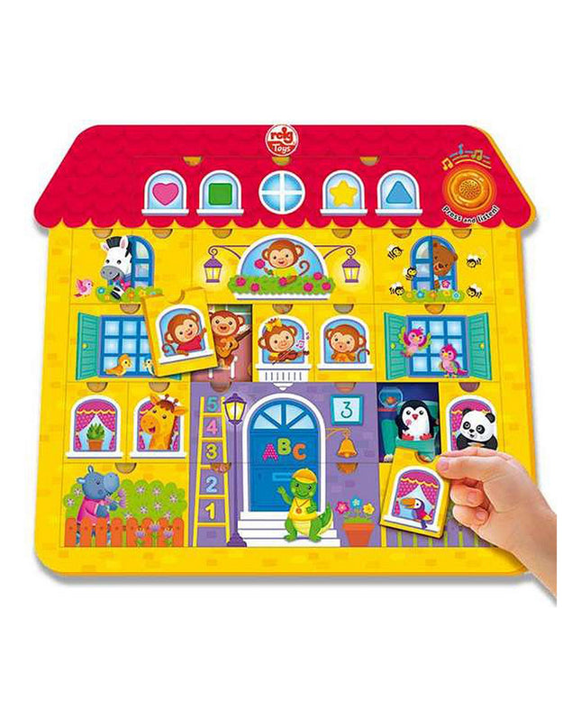 Reig baby wooden puzzle house toy with 21 musical pieces, measuring 17x37x41.5 cm, suitable for young children.