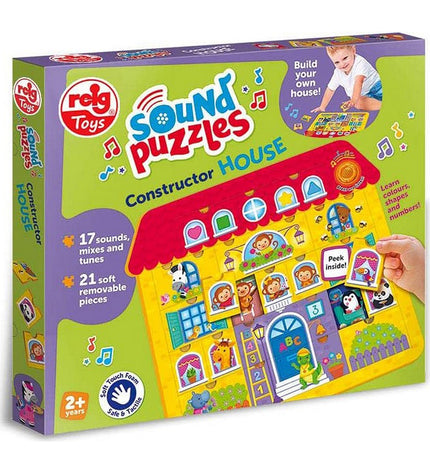 Reig baby puzzle construction set with 21 musical house pieces, measuring 17x37x41.5 cm, suitable for young children.