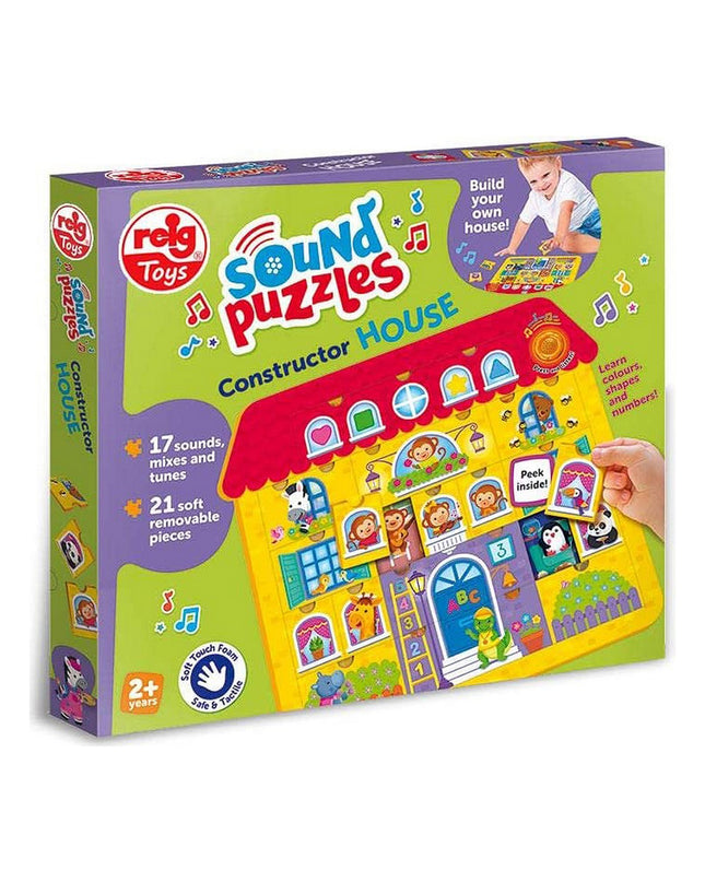 Reig baby puzzle construction set with 21 musical house pieces, measuring 17x37x41.5 cm, suitable for young children.
