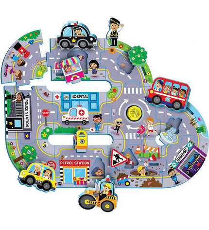 Reig Busy City Kinderpuzzel with 11 pieces, colorful toy puzzle featuring city scene and urban elements for kids' play and learning.