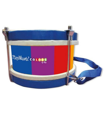 Multicolored Reig Trommel Reig wooden and plastic toy drum for children, musical instrument for kids' play and entertainment.