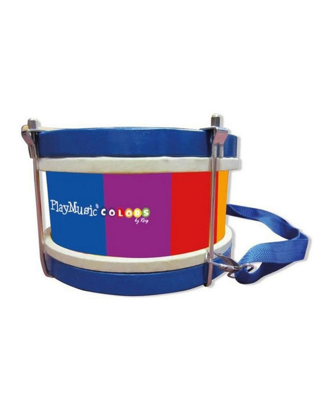 Multicolored Reig Trommel Reig wooden and plastic toy drum for children, musical instrument for kids' play and entertainment.
