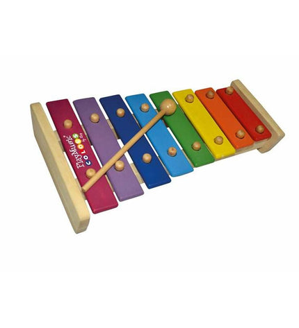 Colorful Reig Xylofoon toy, 23 cm wooden and plastic musical instrument for children, featuring multicolored bars and playful design.