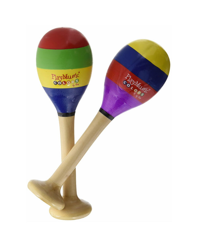 Reig multicolour wooden and plastic maracas for children, 20 cm, musical toy and percussion instrument for kids.