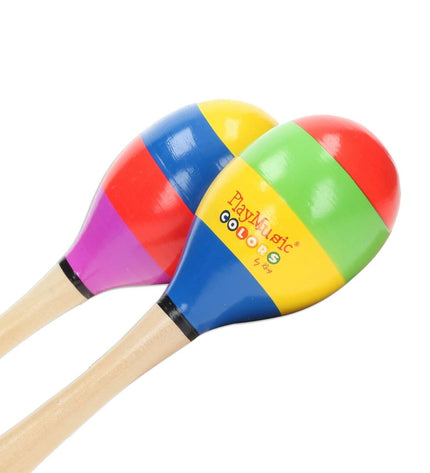 Colorful Reig maracas made of wood and plastic, 20 cm, ideal for children's musical toys and games.