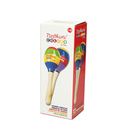 Colorful Reig maracas made of wood and plastic, 20cm tall, designed for children's musical toys and percussion instruments