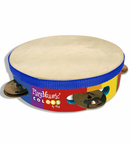 Colorful Reig Tambourine made of wood and plastic, designed for children's musical play and percussion entertainment.