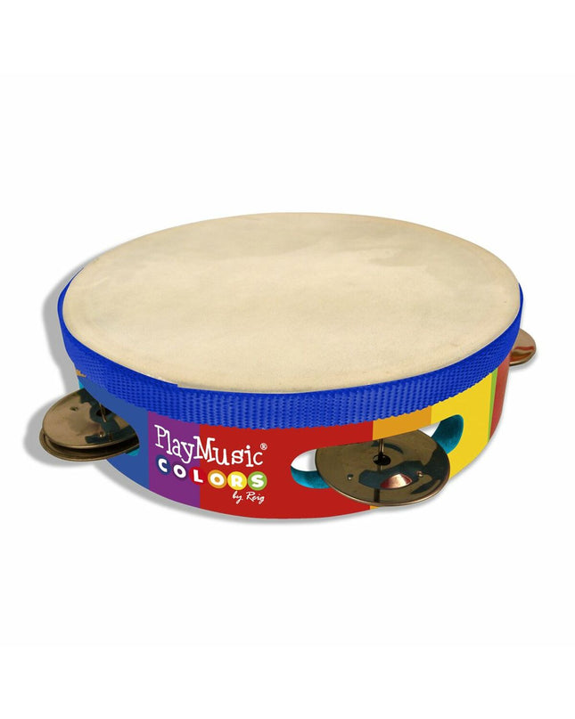 Colorful Reig Tambourine made of wood and plastic, designed for children's musical play and percussion entertainment.