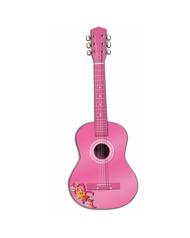 Reig Roze Kindergitaar, speelgoed en games, muziekinstrument voor kinderen, pink color with strings and small body, front view
