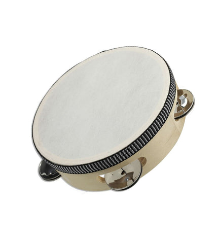 Reig tambourine with 14 cm diameter, made of wood and plastic, designed for children's musical play and games.